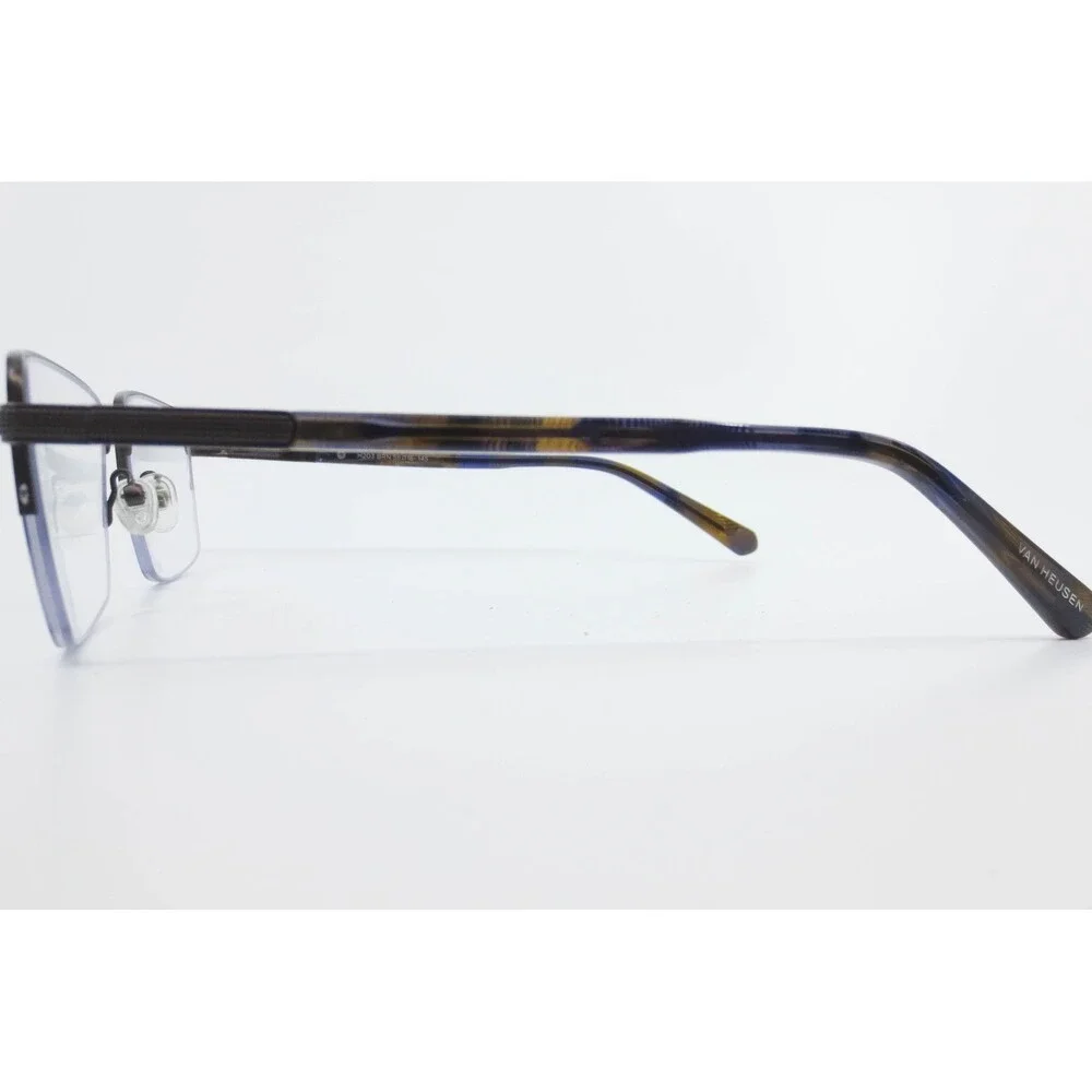 Van Heusen H203 BRN Brown Rectangular Semi-Rimless Eyeglass Frames 58-18-145